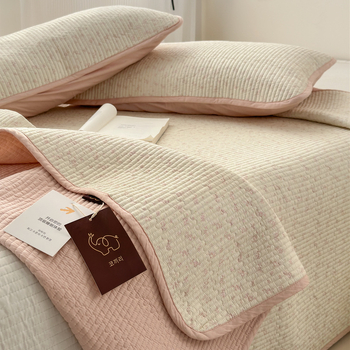 Cuvertură de pat quilted din bumbac pur, set de trei piese, stil Ins, model floral