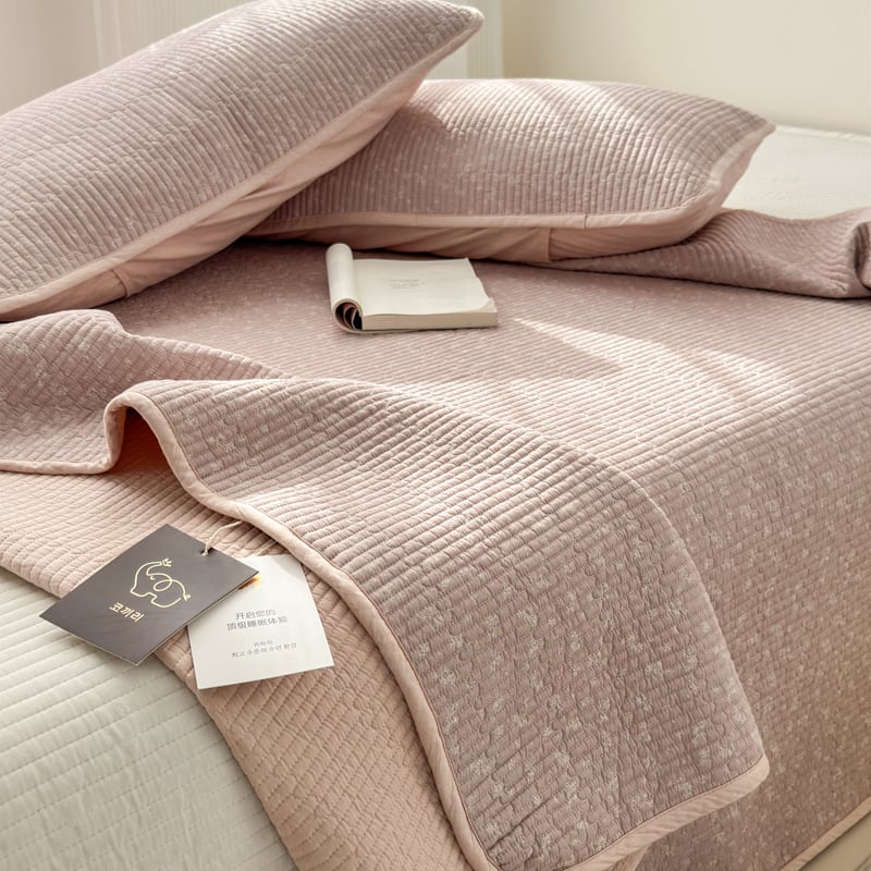 Cuvertură de pat quilted din bumbac pur, set de trei piese, stil Ins, model floral