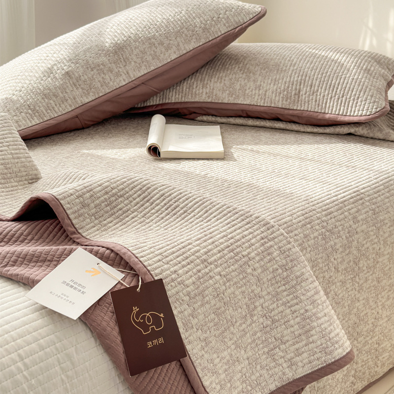 Cuvertură de pat quilted din bumbac pur, set de trei piese, stil Ins, model floral