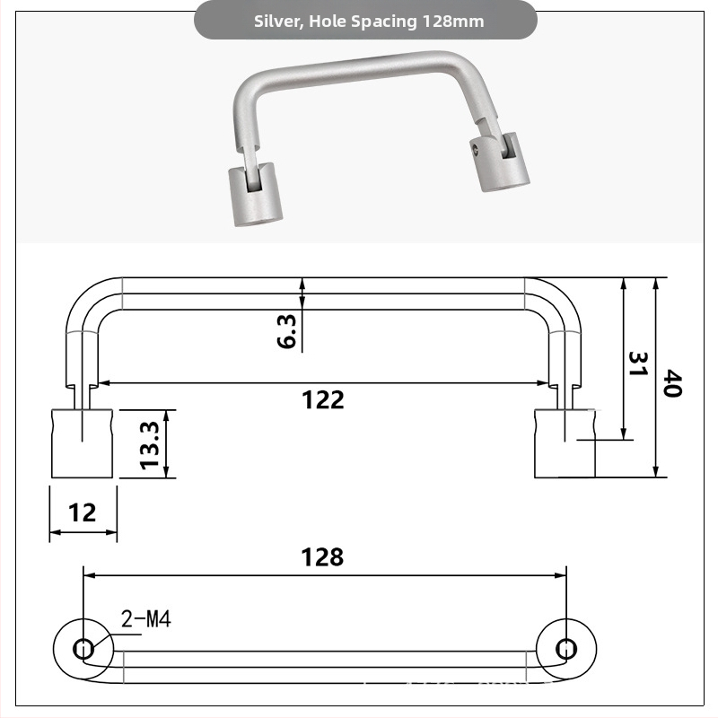 Nokarn P9-128 sklopiva ručica za ormar s 90° pozicioniranjem i amortizacijom | aluminijska legura + nehrđajući čelik