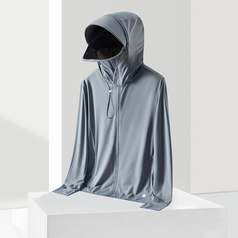 Външна ветровка UPF50+ с сваляща се козирка и слънчеви лещи, дишащ Ice Silk