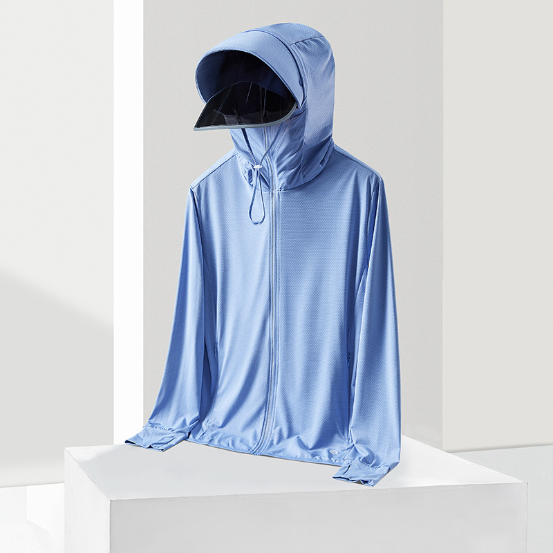 Външна ветровка UPF50+ с сваляща се козирка и слънчеви лещи, дишащ Ice Silk
