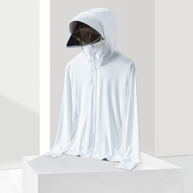 Външна ветровка UPF50+ с сваляща се козирка и слънчеви лещи, дишащ Ice Silk