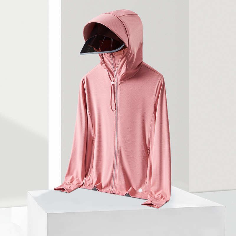 Външна ветровка UPF50+ с сваляща се козирка и слънчеви лещи, дишащ Ice Silk