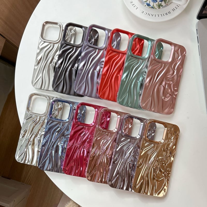 Kućište za iPhone s trodimenzionalnim svilenim plisiranim uzorkom, elektroplatinski završni sloj, TPU materijal, otpornost na pad, kompatibilno s iPhone 11-14 Pro/Pro Max, prilagodljivo