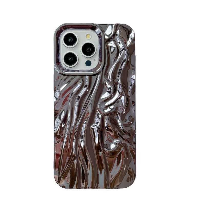 Kućište za iPhone s trodimenzionalnim svilenim plisiranim uzorkom, elektroplatinski završni sloj, TPU materijal, otpornost na pad, kompatibilno s iPhone 11-14 Pro/Pro Max, prilagodljivo
