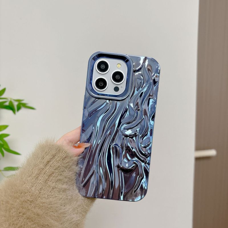 Kućište za iPhone s trodimenzionalnim svilenim plisiranim uzorkom, elektroplatinski završni sloj, TPU materijal, otpornost na pad, kompatibilno s iPhone 11-14 Pro/Pro Max, prilagodljivo