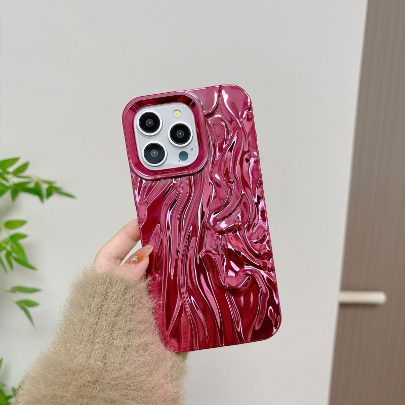 Kućište za iPhone s trodimenzionalnim svilenim plisiranim uzorkom, elektroplatinski završni sloj, TPU materijal, otpornost na pad, kompatibilno s iPhone 11-14 Pro/Pro Max, prilagodljivo