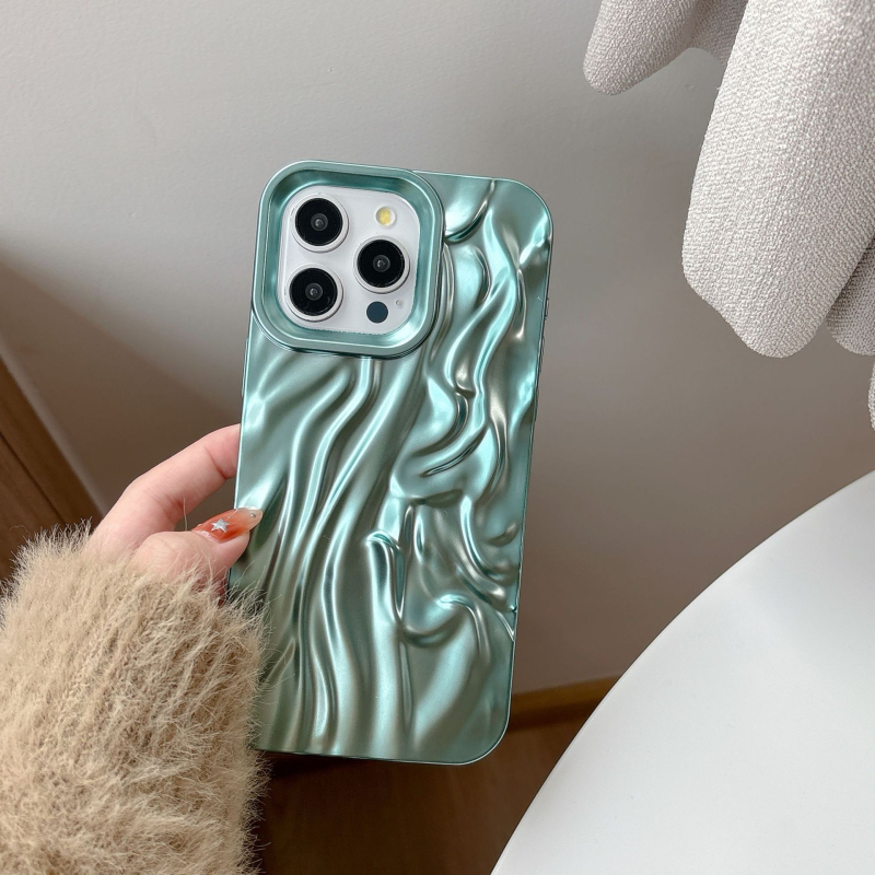 Kućište za iPhone s trodimenzionalnim svilenim plisiranim uzorkom, elektroplatinski završni sloj, TPU materijal, otpornost na pad, kompatibilno s iPhone 11-14 Pro/Pro Max, prilagodljivo
