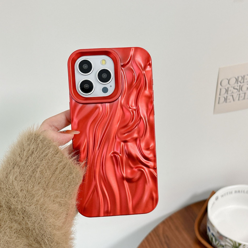 Kućište za iPhone s trodimenzionalnim svilenim plisiranim uzorkom, elektroplatinski završni sloj, TPU materijal, otpornost na pad, kompatibilno s iPhone 11-14 Pro/Pro Max, prilagodljivo
