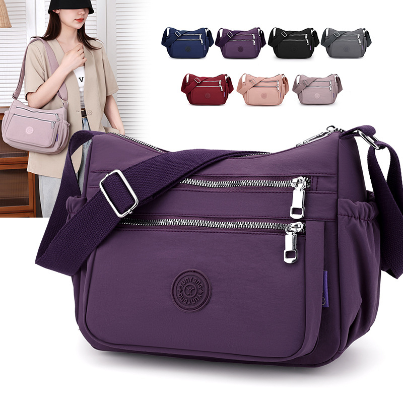 Crossbody torba preko ramena – najlon, velika veličina, horizontalni kvadratni oblik, zatvarač, unutarnja džep sa zatvaračem i džep za mobitel – Yunyang
