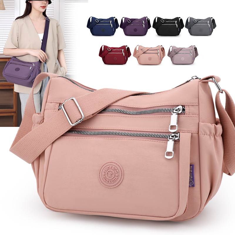 Crossbody torba preko ramena – najlon, velika veličina, horizontalni kvadratni oblik, zatvarač, unutarnja džep sa zatvaračem i džep za mobitel – Yunyang