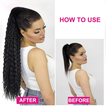 Ponytail perika s vodnim valovima i kovrčama, vlakna otporna na visoke temperature, model PT120, mehanička izrada
