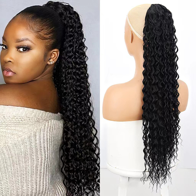 Ponytail perika s vodnim valovima i kovrčama, vlakna otporna na visoke temperature, model PT120, mehanička izrada