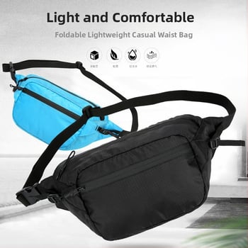 Férfi deréktáska, összecsukható szabadtéri használatra, nylon, vízálló, ultra könnyű, lopás elleni, bővíthető
