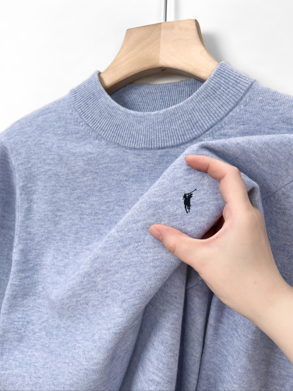 100% gyapjú férfi pulóver, félmagas gallér, üzleti stílusú, testhez álló szabás, hosszú ujjú