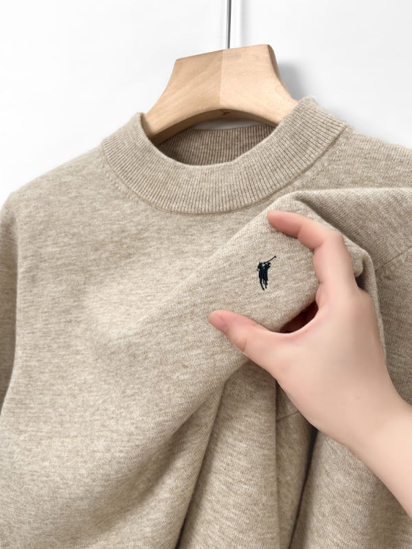 100% gyapjú férfi pulóver, félmagas gallér, üzleti stílusú, testhez álló szabás, hosszú ujjú