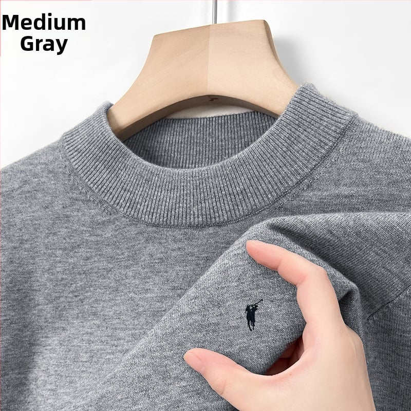 100% gyapjú férfi pulóver, félmagas gallér, üzleti stílusú, testhez álló szabás, hosszú ujjú