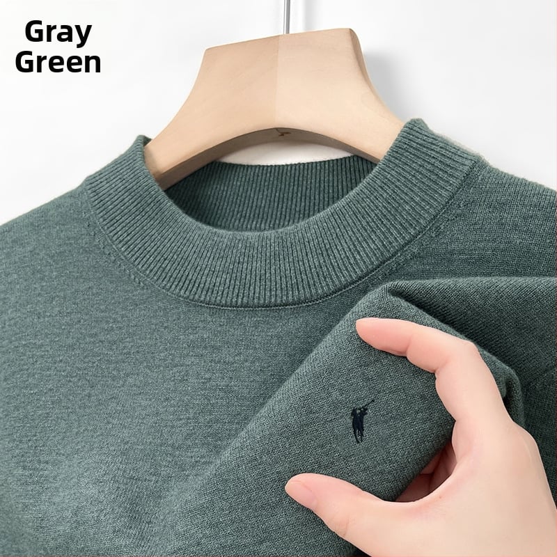 100% gyapjú férfi pulóver, félmagas gallér, üzleti stílusú, testhez álló szabás, hosszú ujjú