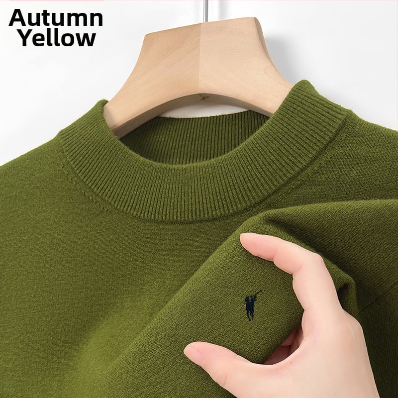 100% gyapjú férfi pulóver, félmagas gallér, üzleti stílusú, testhez álló szabás, hosszú ujjú