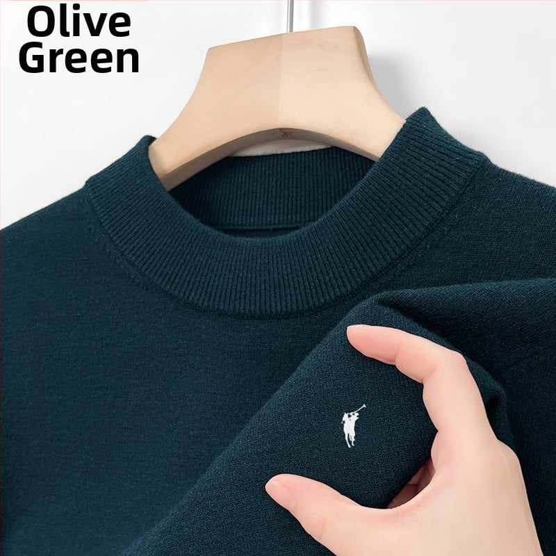 100% gyapjú férfi pulóver, félmagas gallér, üzleti stílusú, testhez álló szabás, hosszú ujjú