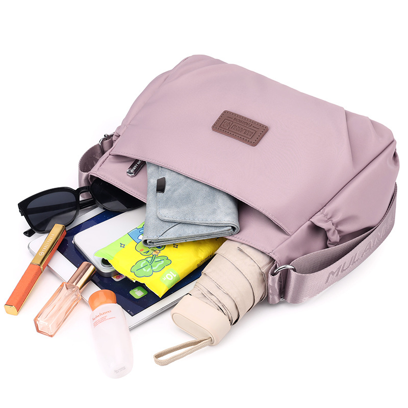 Ženska crossbody torba – najlon, gradski minimalistički stil, horizontalni kvadratni oblik, zatvarač, unutarnja džep s džepom na zip