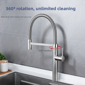 Meďový kuchynský mixér s vysúvacím otočným postrekovačom, keramický ventil s keramickým diskom, model CY005, vstupy G1/2, 3/8, 9/16, elektroplakovaný povrch