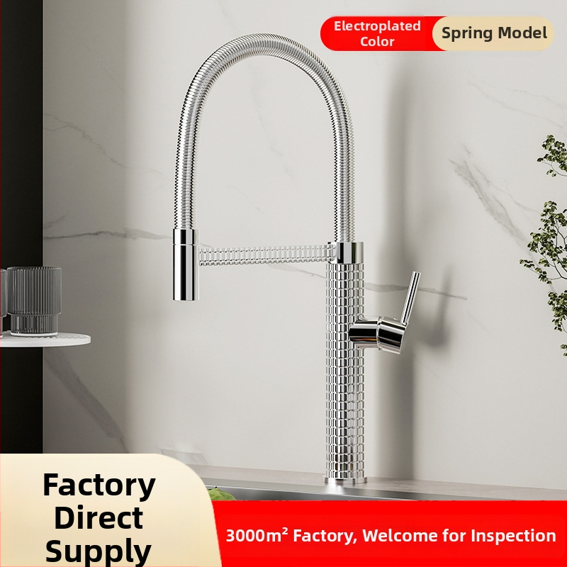 Meďový kuchynský mixér s vysúvacím otočným postrekovačom, keramický ventil s keramickým diskom, model CY005, vstupy G1/2, 3/8, 9/16, elektroplakovaný povrch