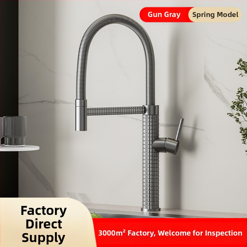 Meďový kuchynský mixér s vysúvacím otočným postrekovačom, keramický ventil s keramickým diskom, model CY005, vstupy G1/2, 3/8, 9/16, elektroplakovaný povrch