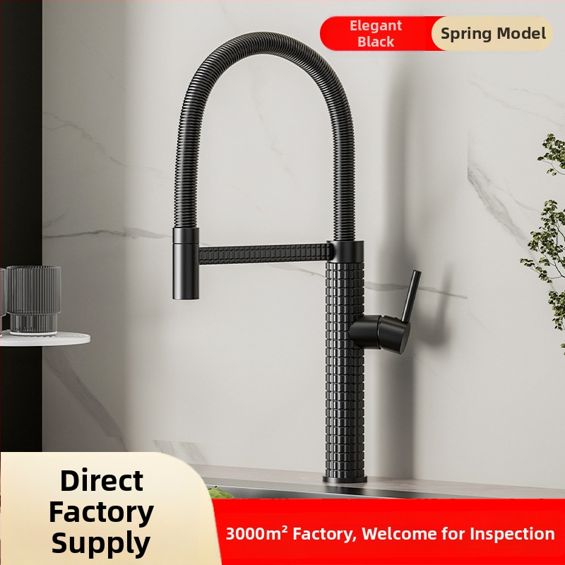 Meďový kuchynský mixér s vysúvacím otočným postrekovačom, keramický ventil s keramickým diskom, model CY005, vstupy G1/2, 3/8, 9/16, elektroplakovaný povrch