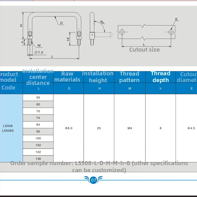 Дръжка за кутия за инструменти и шкаф за файлове – твърда сгъваема с вътрешна резба, карбонова стомана, хромирано покритие, монтаж върху врата на шкаф, форма: пръчка