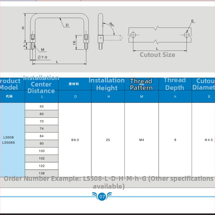 Дръжка за кутия за инструменти и шкаф за файлове – твърда сгъваема с вътрешна резба, карбонова стомана, хромирано покритие, монтаж върху врата на шкаф, форма: пръчка