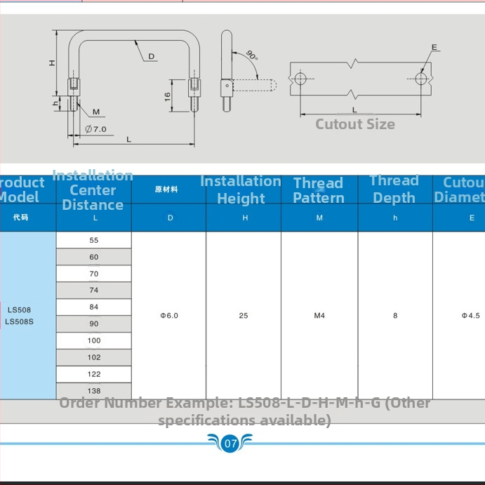 Дръжка за кутия за инструменти и шкаф за файлове – твърда сгъваема с вътрешна резба, карбонова стомана, хромирано покритие, монтаж върху врата на шкаф, форма: пръчка