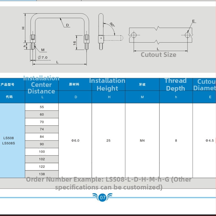 Дръжка за кутия за инструменти и шкаф за файлове – твърда сгъваема с вътрешна резба, карбонова стомана, хромирано покритие, монтаж върху врата на шкаф, форма: пръчка