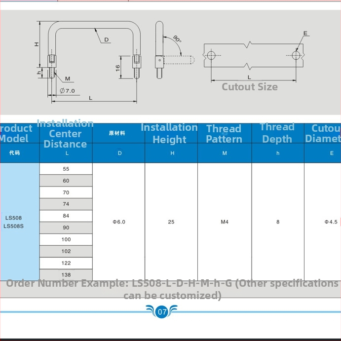 Дръжка за кутия за инструменти и шкаф за файлове – твърда сгъваема с вътрешна резба, карбонова стомана, хромирано покритие, монтаж върху врата на шкаф, форма: пръчка