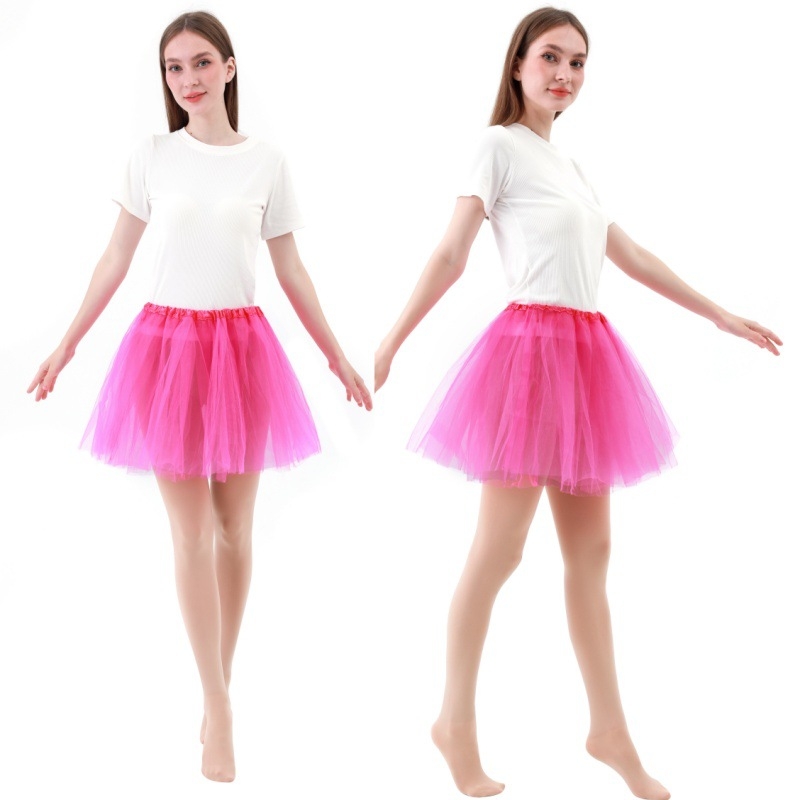 Gyerekeknek szóló hercegnő balett tutu szoknya - háromréteg hálós tüll, fő anyag: nejlon poliészterrel, hercegnő stílus, 2024 tavasz, 8 évesnél nagyobb lányoknak (≥140 cm)