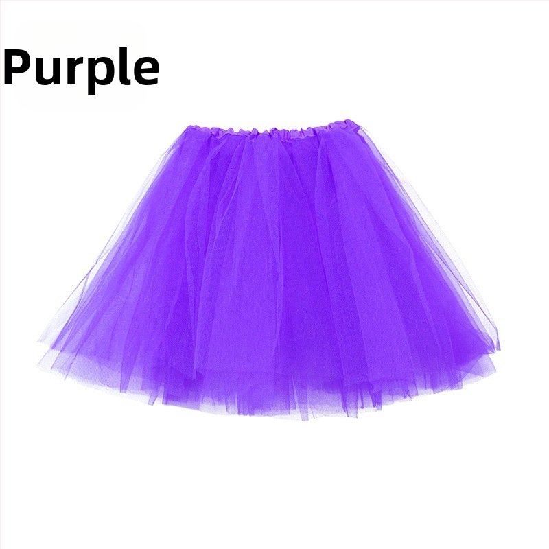 Gyerekeknek szóló hercegnő balett tutu szoknya - háromréteg hálós tüll, fő anyag: nejlon poliészterrel, hercegnő stílus, 2024 tavasz, 8 évesnél nagyobb lányoknak (≥140 cm)