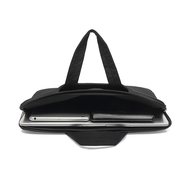 Geantă pentru laptop din material de bumbac, închidere cu fermoar, interior căptușit cu compartimente pentru laptop și alte buzunare, model T288