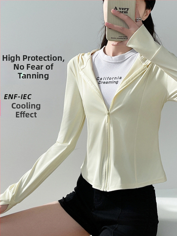 Sacou pentru femei din ice silk, protecție solară UPF40+, croială slim, lungime 50-65 cm, poliester 80-90% cu elastan