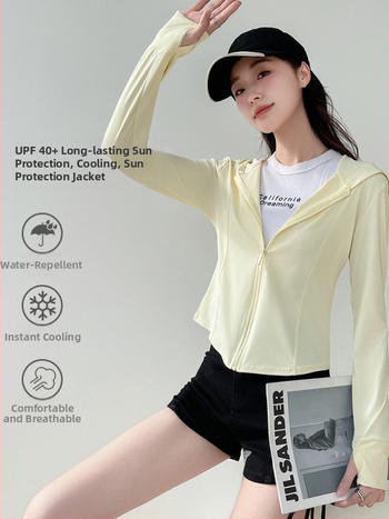 Sacou pentru femei din ice silk, protecție solară UPF40+, croială slim, lungime 50-65 cm, poliester 80-90% cu elastan