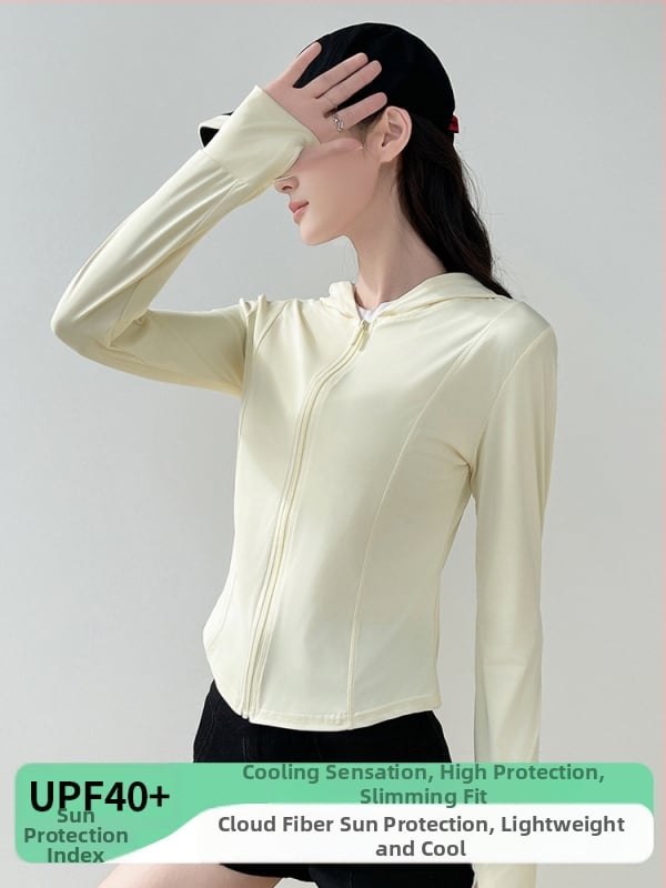 Sacou pentru femei din ice silk, protecție solară UPF40+, croială slim, lungime 50-65 cm, poliester 80-90% cu elastan