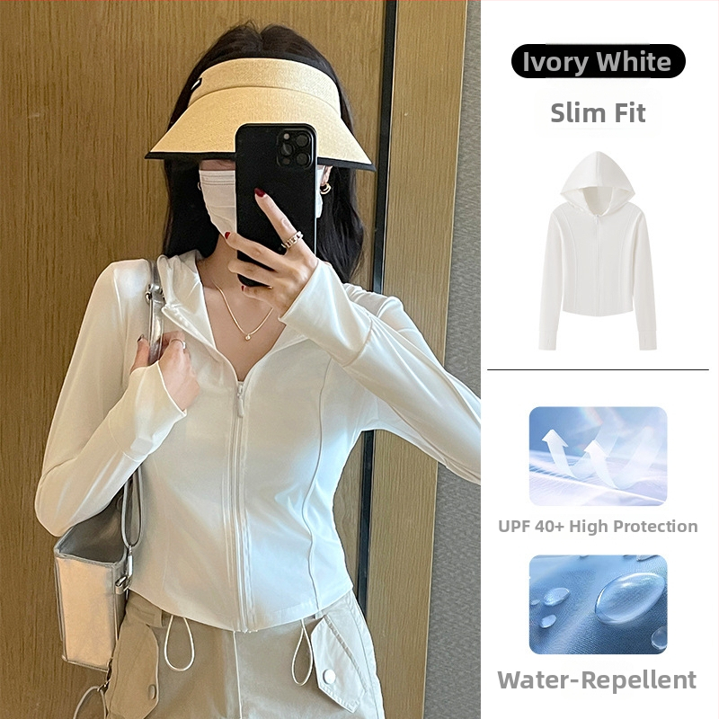 Sacou pentru femei din ice silk, protecție solară UPF40+, croială slim, lungime 50-65 cm, poliester 80-90% cu elastan