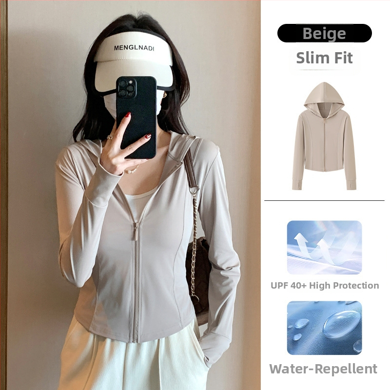 Sacou pentru femei din ice silk, protecție solară UPF40+, croială slim, lungime 50-65 cm, poliester 80-90% cu elastan