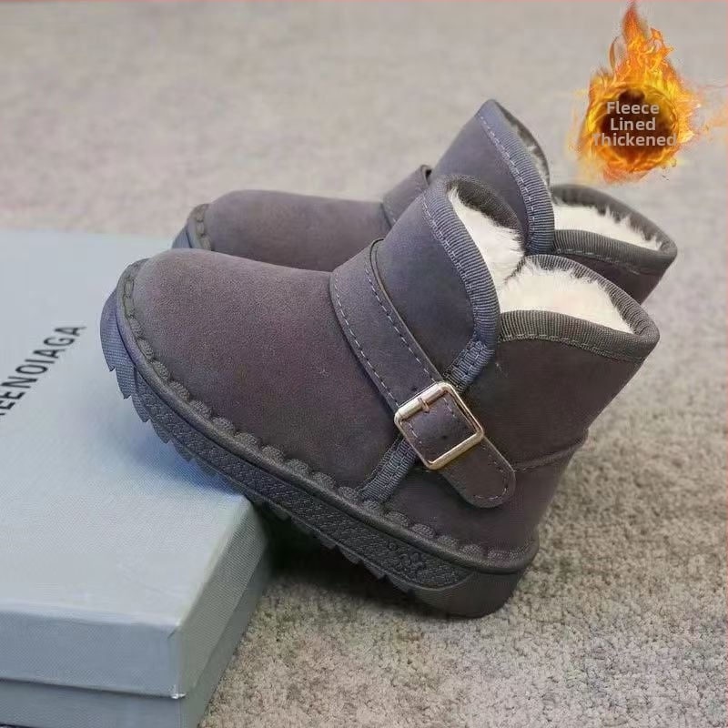 Gyerekek téli hócsizmája, uniszex, plüss bélés, csúszásmentes talp, felső része szintetikus bőr, hidegálló