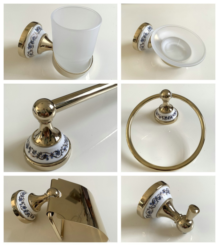 Set držača za ručnike za kupaonicu, šest komada, cinkova legura, vakuumsko premazivanje, moderan minimalistički stil