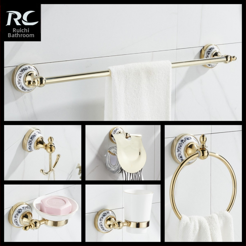 Set držača za ručnike za kupaonicu, šest komada, cinkova legura, vakuumsko premazivanje, moderan minimalistički stil