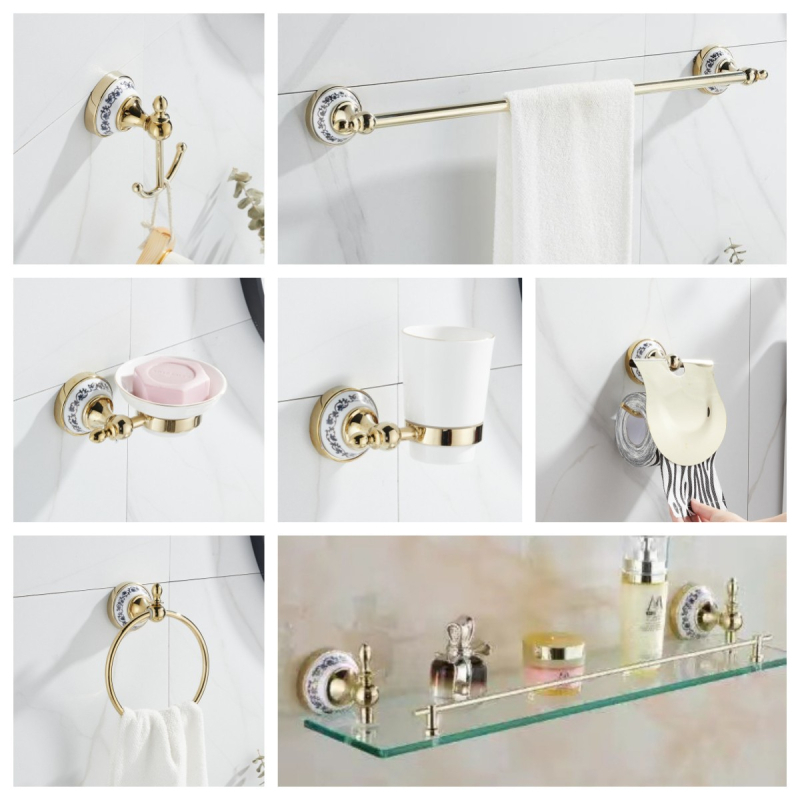 Set držača za ručnike za kupaonicu, šest komada, cinkova legura, vakuumsko premazivanje, moderan minimalistički stil