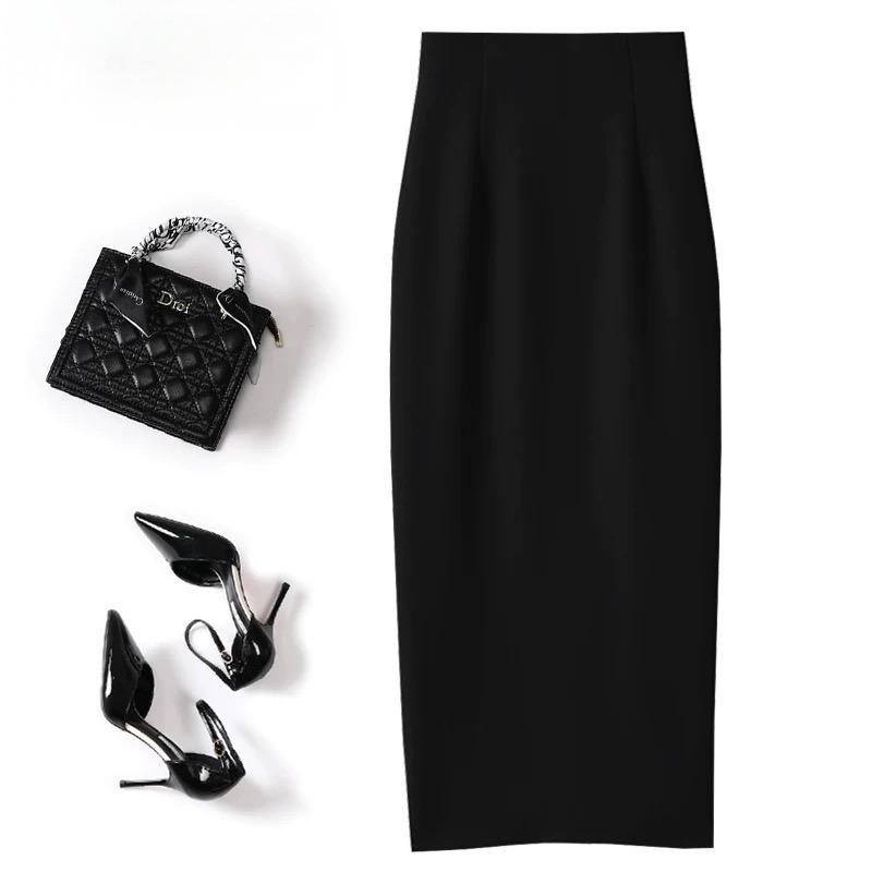 Midi sukňa z vlneného materiálu, vysoký pás, priliehavý strih, jednofarebná, polyester 80–90%, jeseň 2025