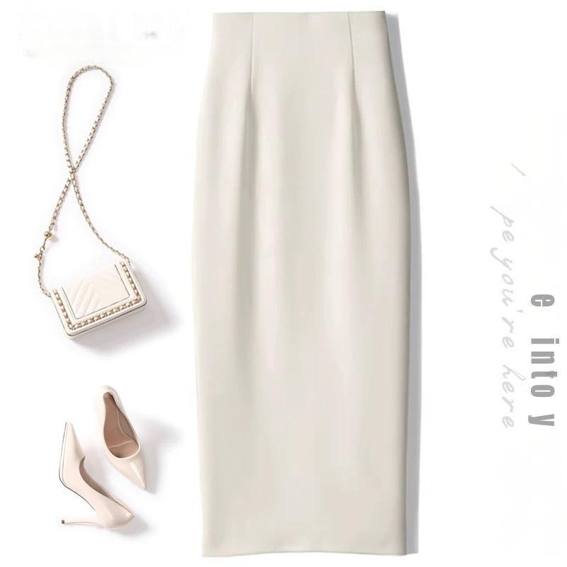 Midi sukňa z vlneného materiálu, vysoký pás, priliehavý strih, jednofarebná, polyester 80–90%, jeseň 2025