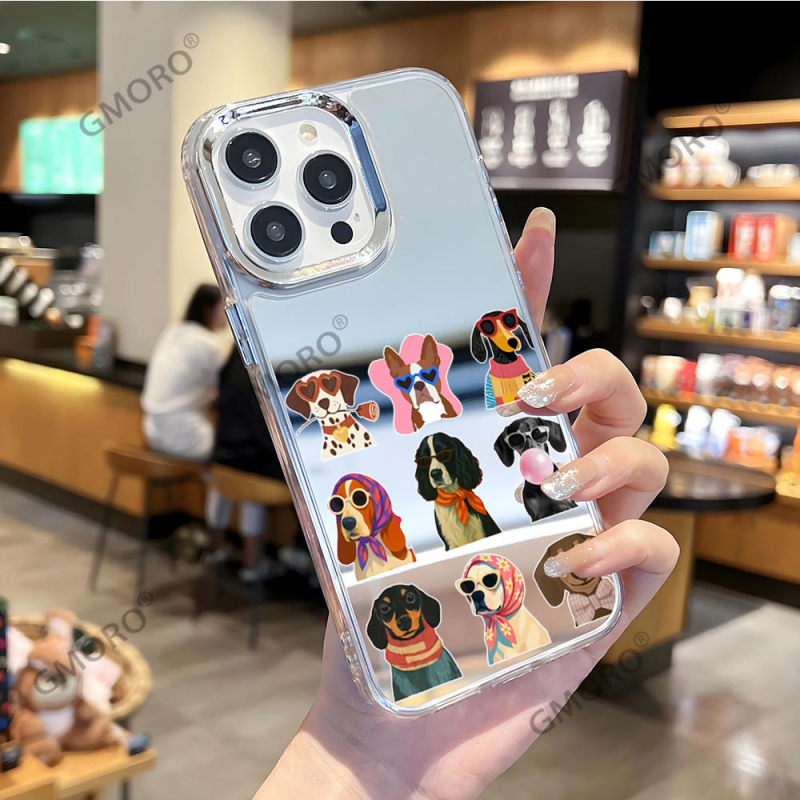 Калъф за iPhone с котешка тематика – карикатурен дизайн и огледално покритие (изработен от TPU; персонализируем; удароустойчив; устойчив на износ; устойчив на падане)